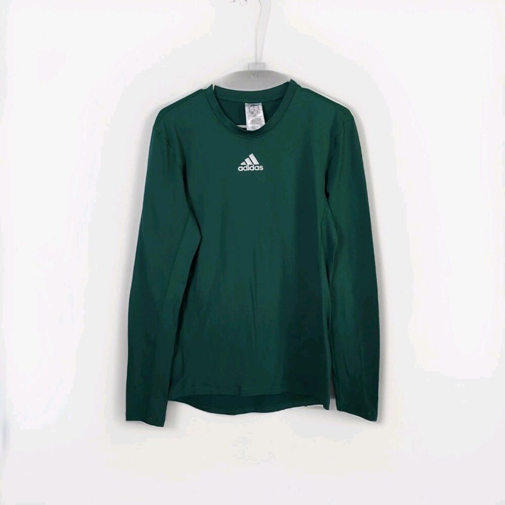 Adidas Mens Green Techfit Long Sleeve Under Top Baselayer Sz Medium